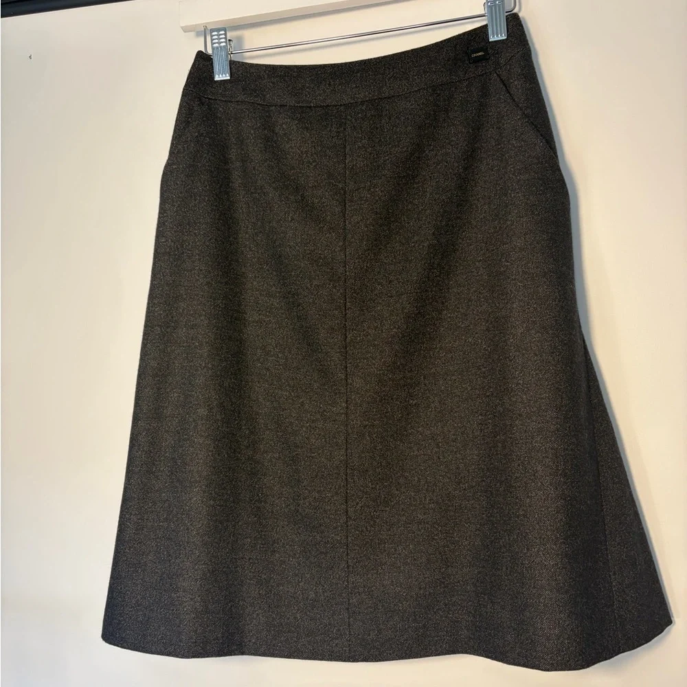 CHANEL Charcoal Wool Skirt